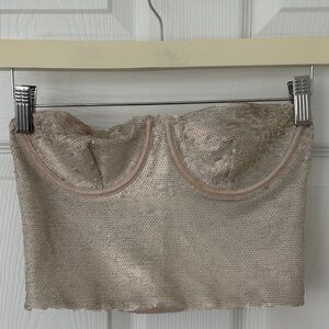 Zara Sequin Bandeau in Champagne color